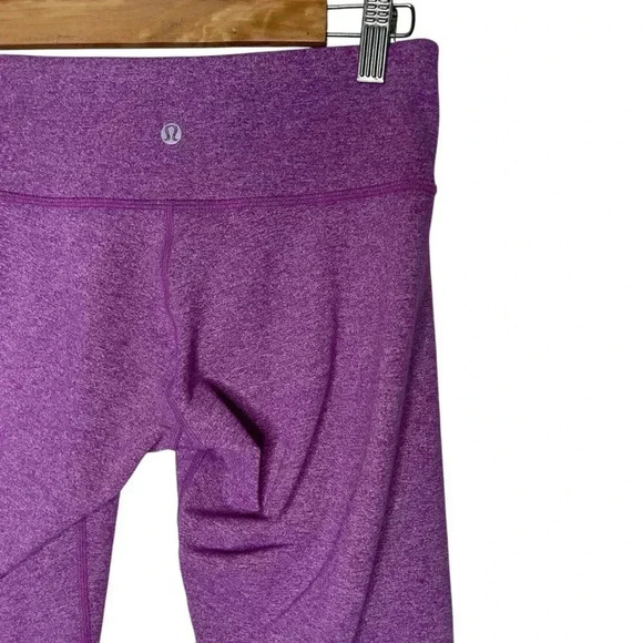 Lululemon Wunder Under Crop Heathered Purple Stretch Size 6 - Picture 3 of 6